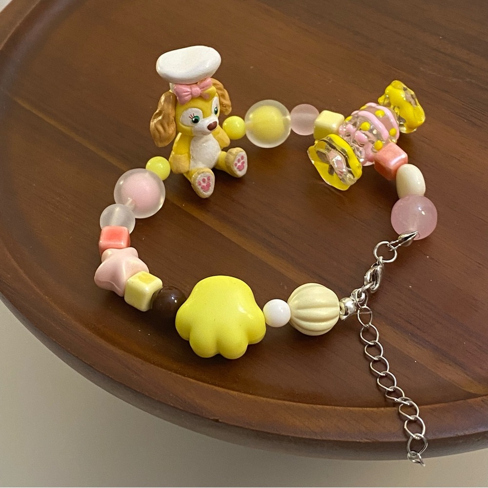3/$20 Cute Dog Pug Yellow Candy Beads Bracelet